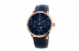 Часы Manufacture Perpetual Calendar оснащены первым мануфактурным вечным календарем разработки Frederique Constant. Этот с особым тщанием выполненный прибор способен безошибочно отсчитывать дни в течение целого столетия. Мануфактурный механизм часов полностью разработан Мануэлем Да Сильва Матосом, руководителем опытно-конструкторского отдела Frederique Constant, и Пимом Кеслагом, техническим директором компании. На создание этой модели ушло два года.